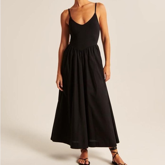 Abercrombie & Fitch | Dresses | Nwot Abercrombie Mixed Fabric Dropwaist Midi  Dress | Poshmark